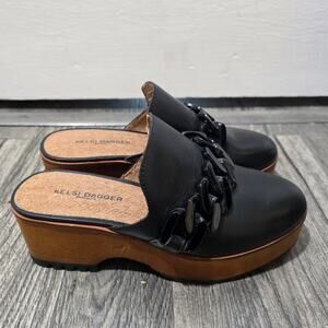 Kelsi Dagger Brooklyn Weather black Leather Clogs size 6.5